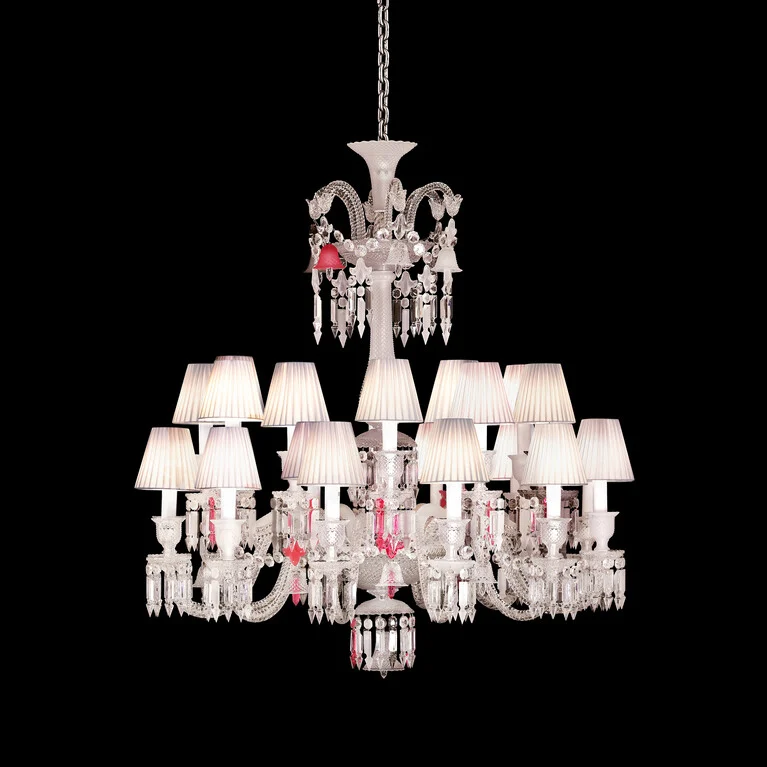 Lustre Z&eacute;nith Flou, Je te Vois Flou (24L) Baccarat en Cristal Rose Voir 1