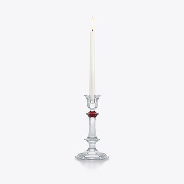 Harcourt Candlestick Red Knob Baccarat in Clear Crystal