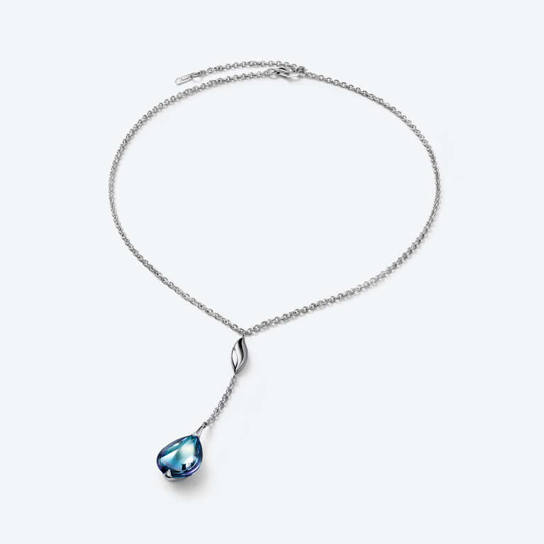 Collier Ras-de-cou Fleurs de Psydélic Argent Aqua Miroir