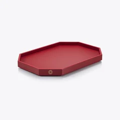 Select Vassoio Octogone M Baccarat in Pelle riciclata Red