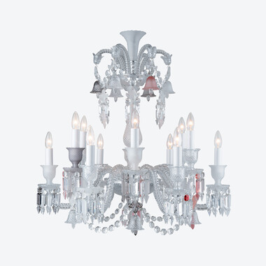 제니스 플루, 쥬떼 부아 플루 샹들리에(Z&eacute;nith Flou, Je Te Vois Flou Chandelier) Baccarat, 핑크 크리스탈로 만든