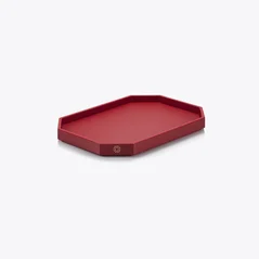 Select Octogone Tray S Baccarat in Recycled leather Red