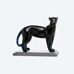 Select Large Panther Sculpture Baccarat in Crystal Blue