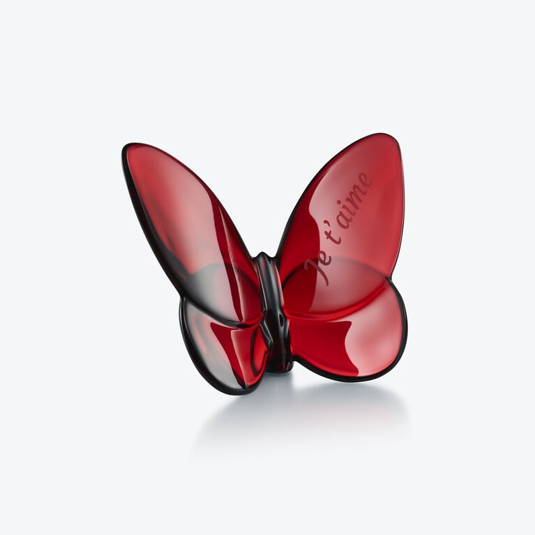Schmetterling Gl&uuml;cksbringer (Je t'aime) Baccarat in Rotem Kristall