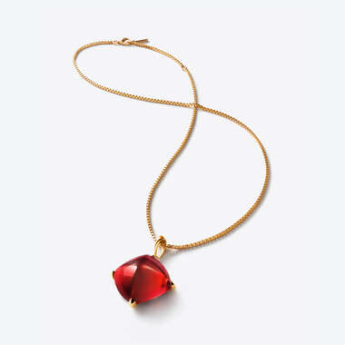 Médicis Gold Plated Long Necklace Red Mirror View 1