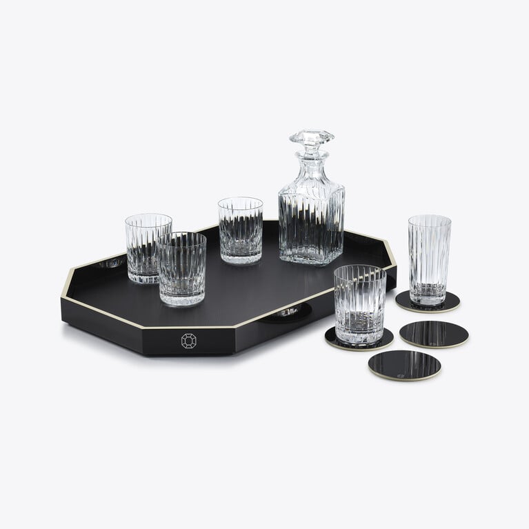 Octogone Tray L Baccarat in Recycled leather Black View 3