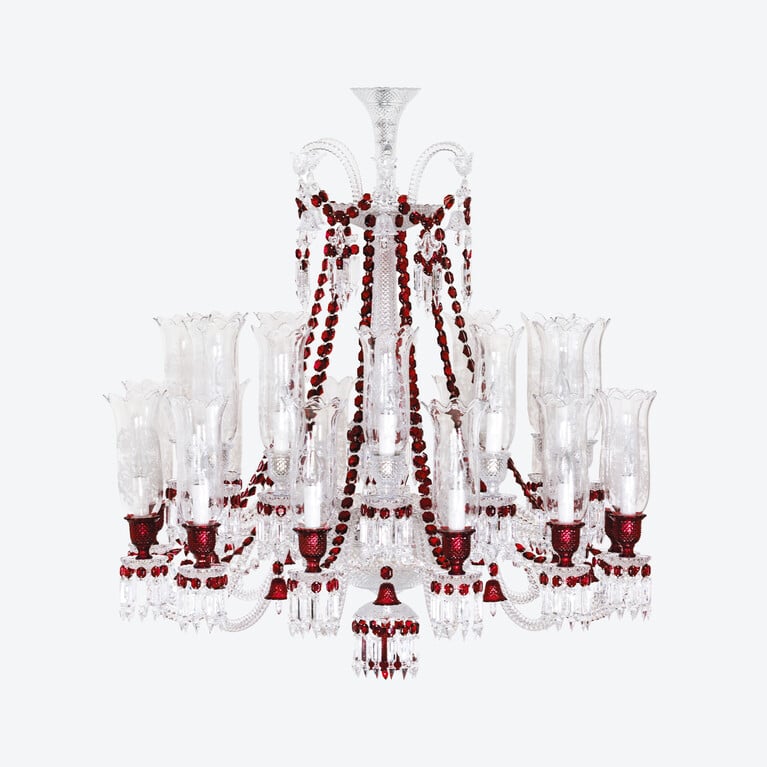 Lustre Z&eacute;nith Rouge (24L) Baccarat en Cristal Rouge