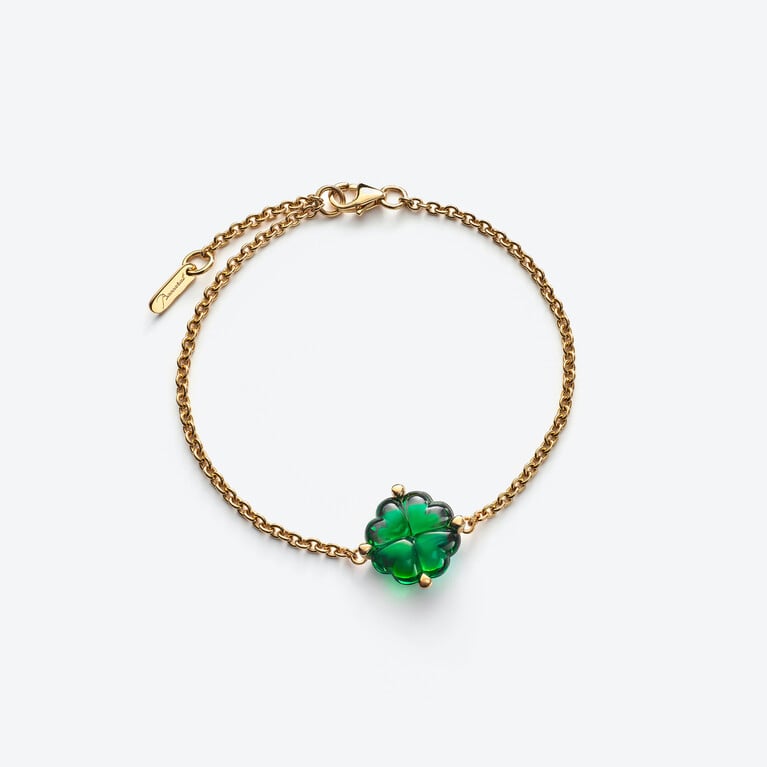 Trèfle Gold Plated Bracelet Baccarat in Gold Plated Green