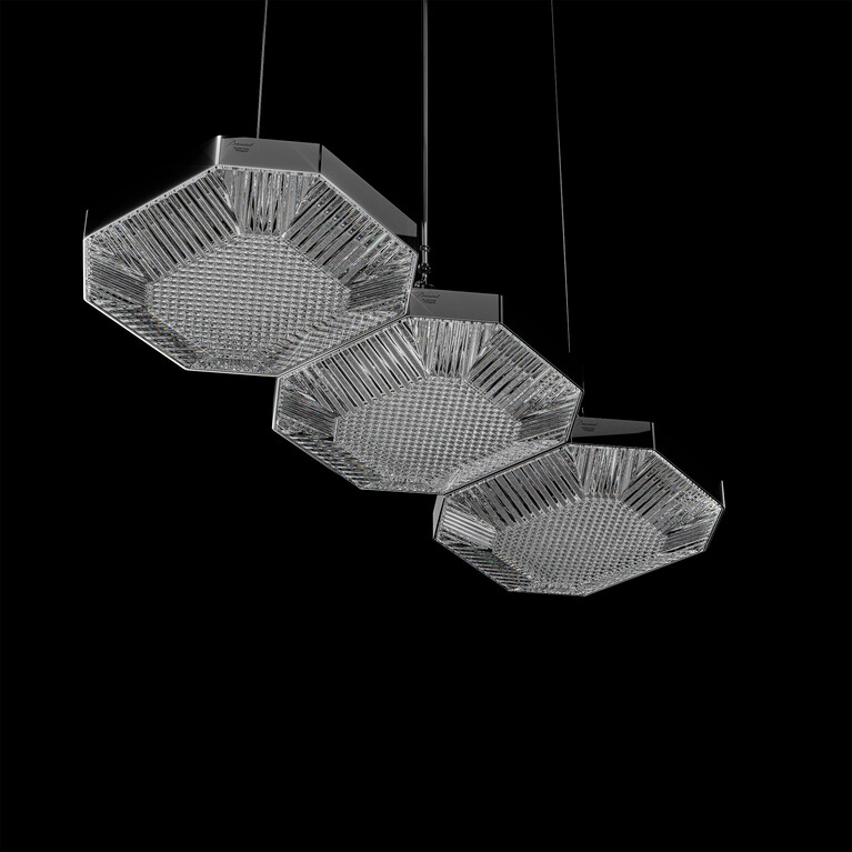 Octogone Ceiling Lamp (3L) Baccarat in Crystal Clear
