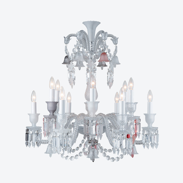 Zénith Flou, Je te Vois Flou Chandelier (12L) Baccarat in Crystal Pink