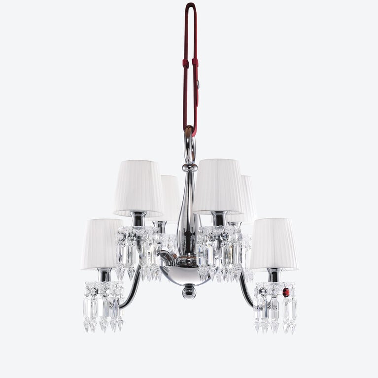 Z&eacute;nith Nomade Chandelier Chrome (06L) & Lampshades S Baccarat in  