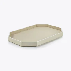 Select Octogone Tray L Baccarat in Recycled leather White