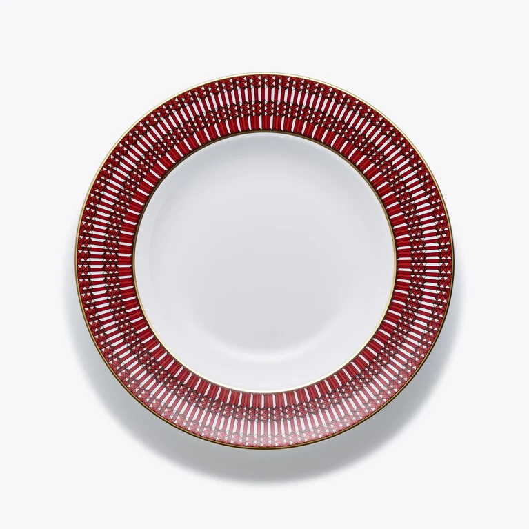 Arcadia Red Deep Plates Baccarat in Porcelain Red View 1
