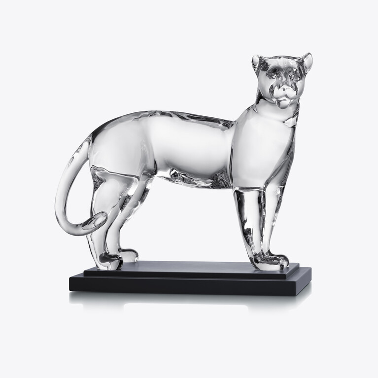 Large Panther Sculpture Baccarat in Crystal Clear View 1