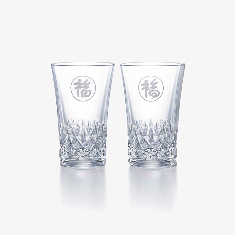 【日本限定】グラスジャパン福 アリア 2客セット Baccarat、クリアのクリスタル製