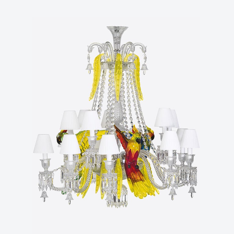 &eacute;trange Z&eacute;nith Parrots Chandelier (15L) Baccarat in Crystal Multicolor