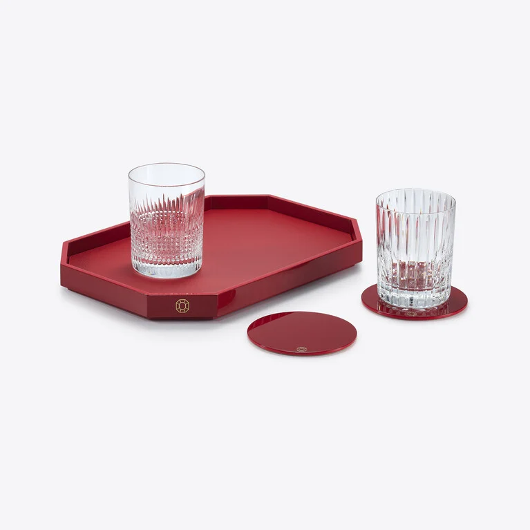 Octogone Tray M Baccarat in Recycled leather Red View 4