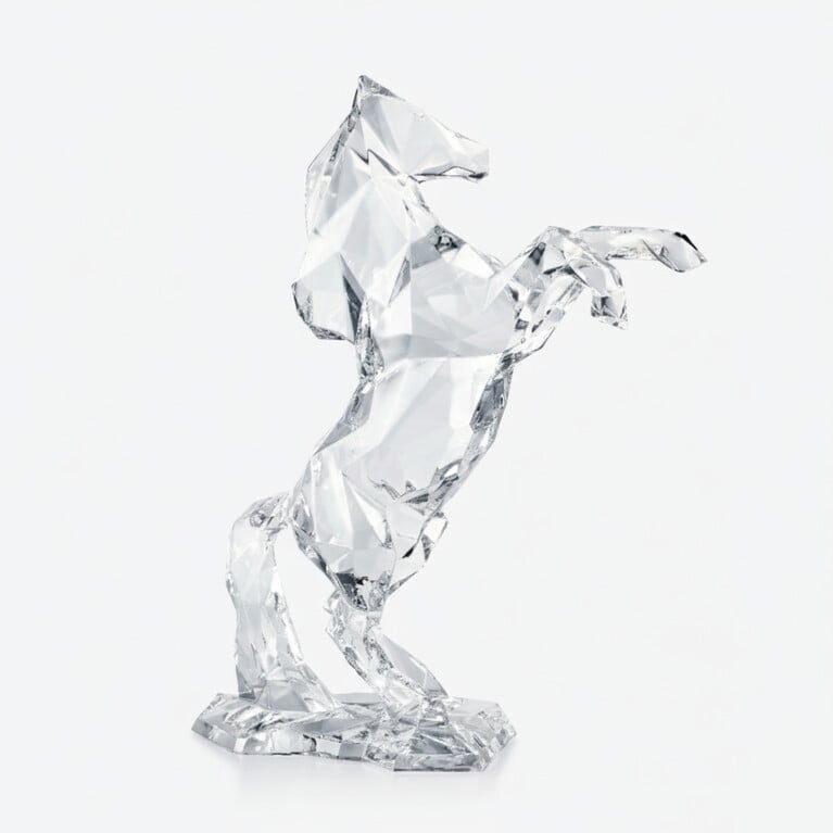 Polygon Pegasus Horse Sculpture Baccarat in Clear Crystal