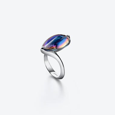Bague Fleurs de Psydélic Argent Baccarat en Argent Bleu