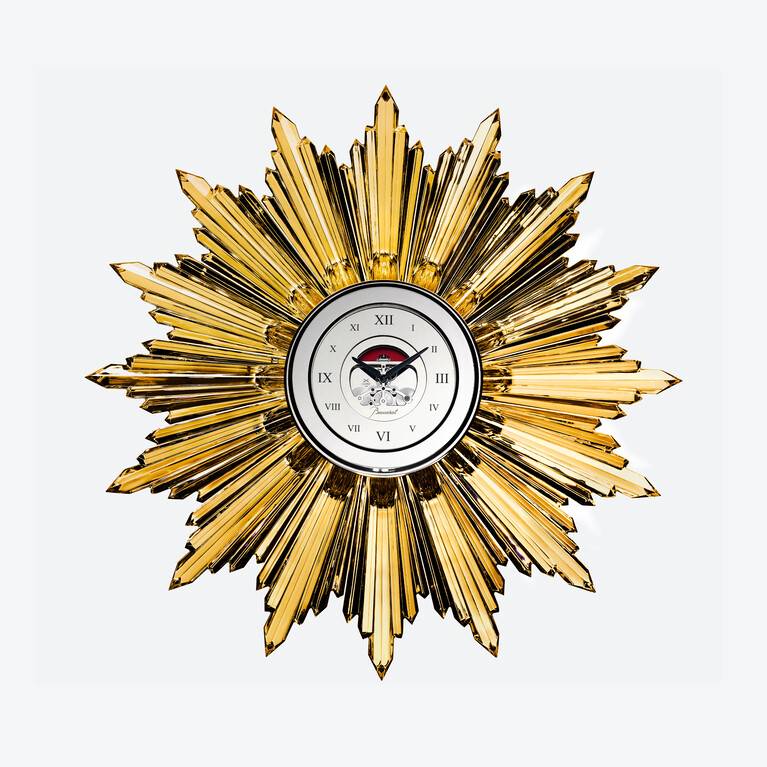 H&eacute;ritage Sonnenuhr Baccarat in Goldem Kristall
