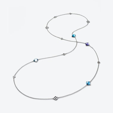 Mini M&eacute;dicis Silver Long Necklace Baccarat in Silver Blue