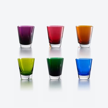 모자이크 텀블러 세트X6 (MOSAIQUE COLORED TUMBLERS SET) Baccarat, Multicolor 크리스탈로 만든 스리핏 글라스
