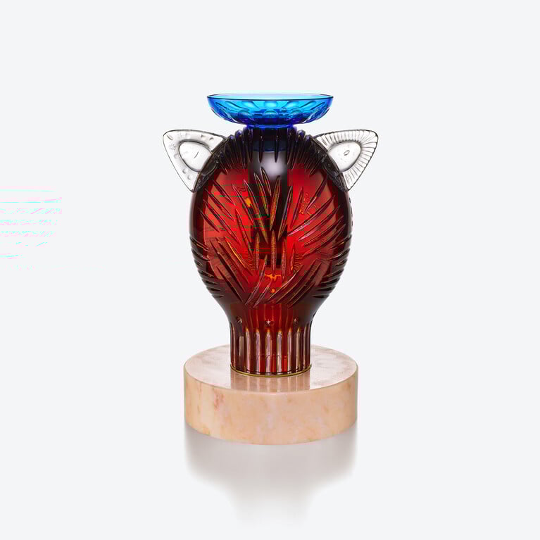 Faunacrystopolis Fox Sculpture Baccarat in Crystal Orange