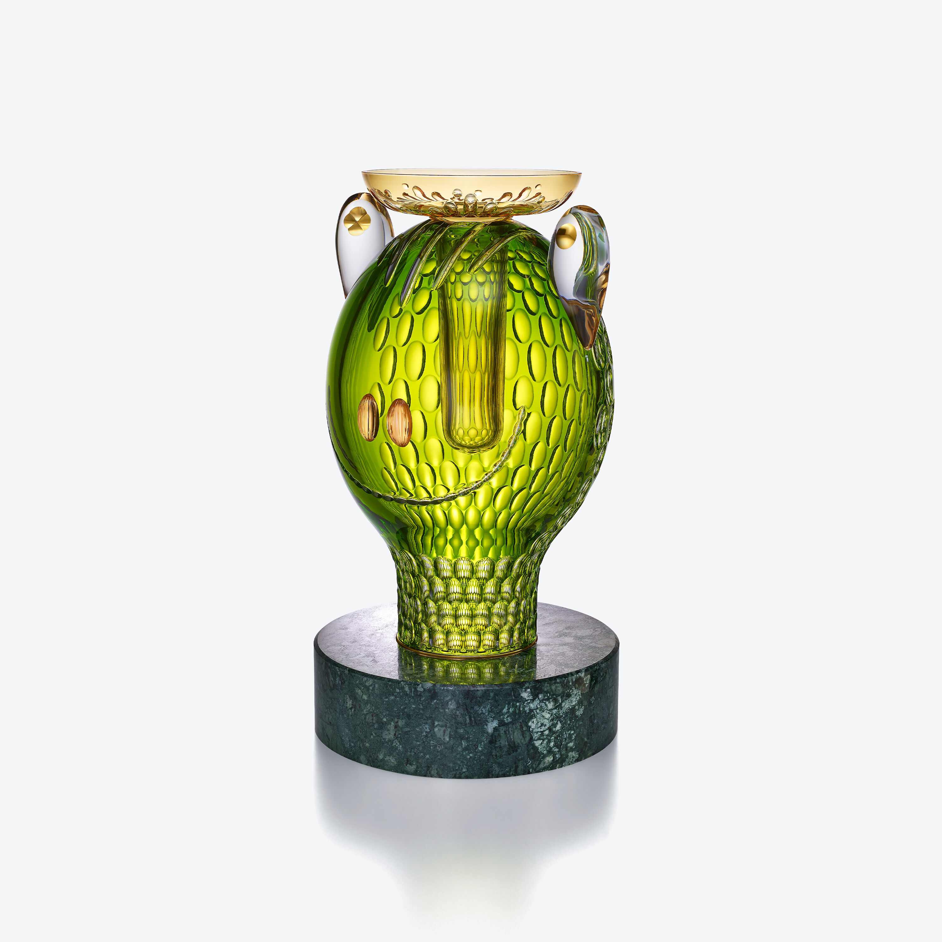 Baccarat バカラ　緑色ガラス カエル カタツムリ Baccarat バカラ 緑色ガラス カエル カタツムリ