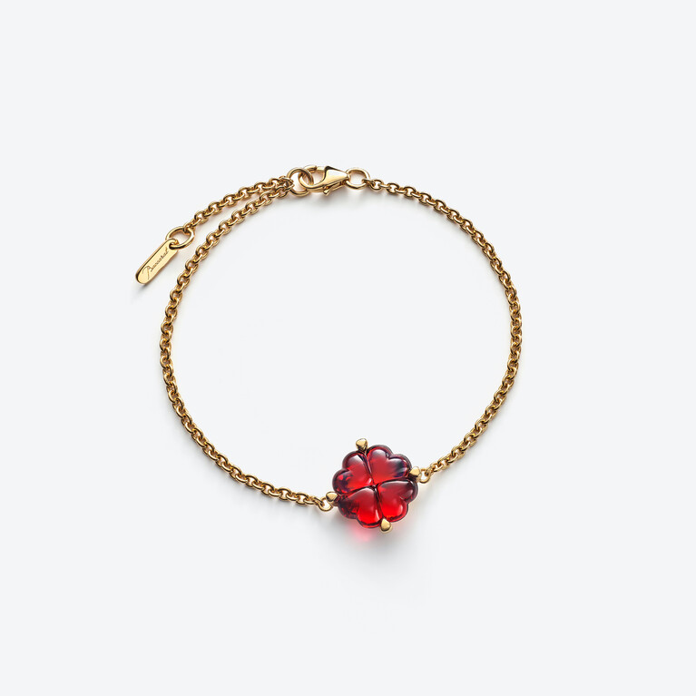 Trèfle Gold Plated Bracelet Iridescent Red Baccarat