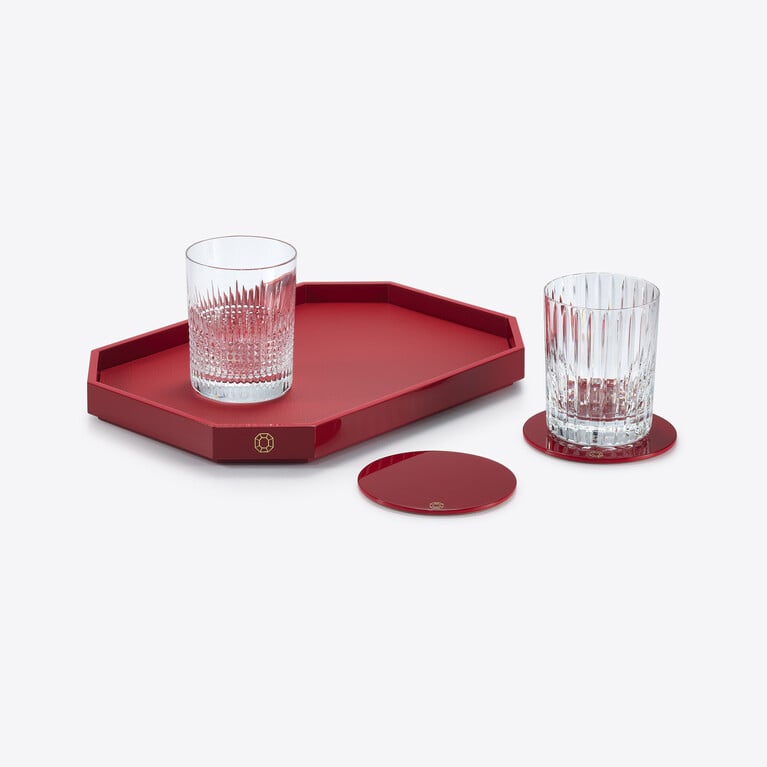Octogone Tray M Baccarat in Lacquer Red
