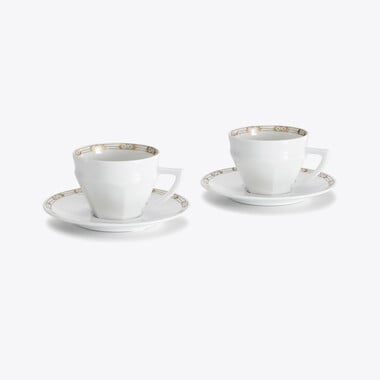 Talleyrand Tea Cups & Saucers Baccarat, Coffee cups in Porcelain White