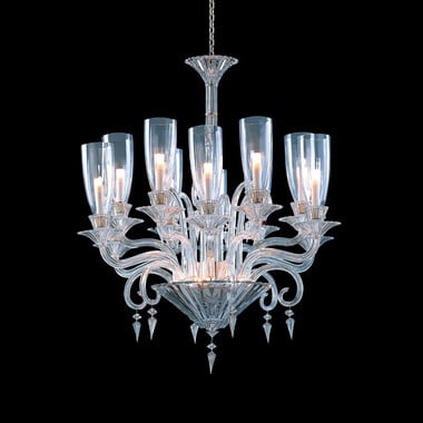 Mille Nuits Chandelier Hurricane Shades (12L) Baccarat in Crystal Clear