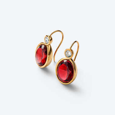 Croisé Gold Plated Earrings Red View 1