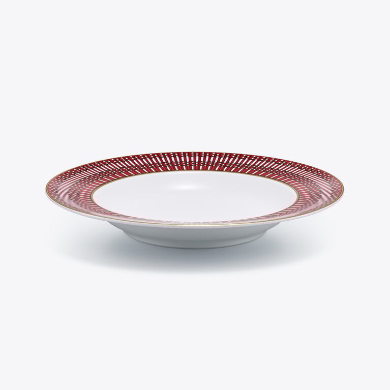 Arcadia Red Deep Plates x2 Baccarat in Porcelain Red