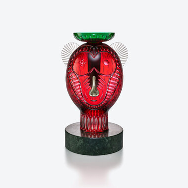 Faunacrystopolis Monkey Sculpture Baccarat in Crystal Red