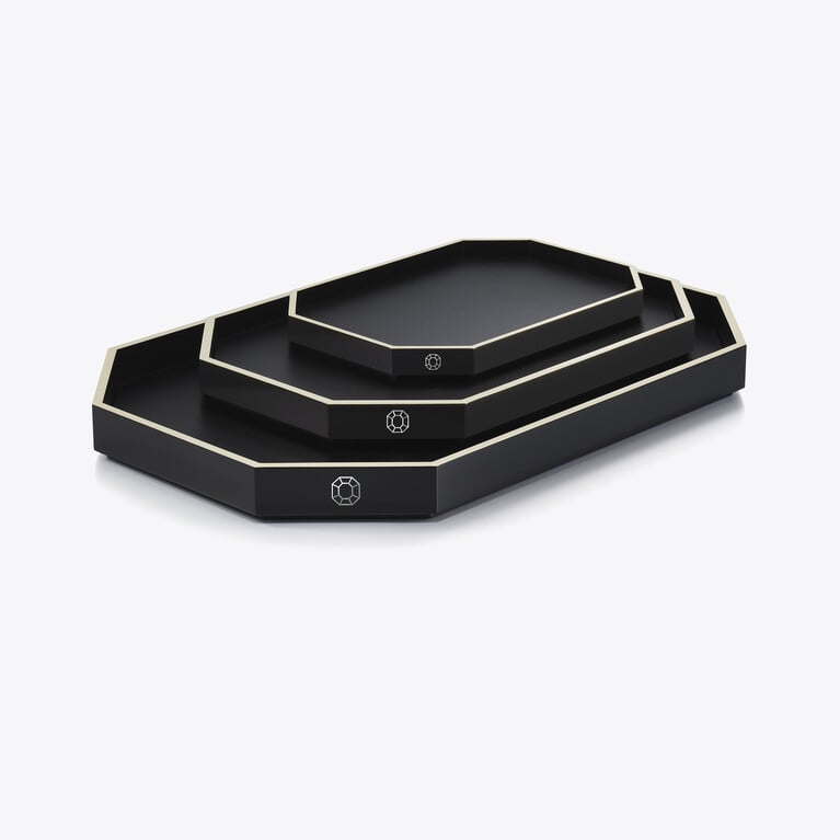 Octogone Tray L Baccarat in Recycled leather Black View 5