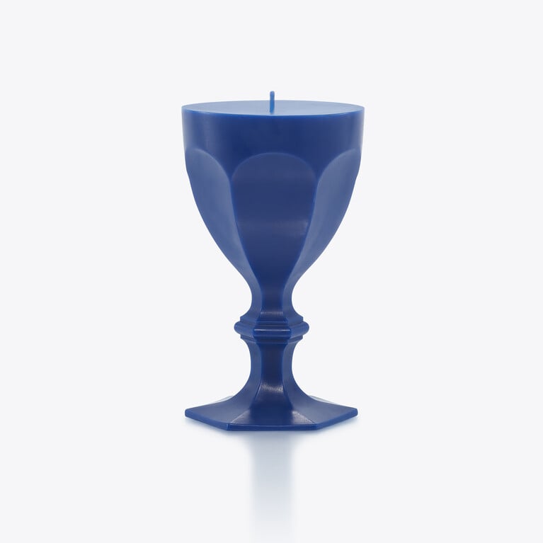 Harcourt Glass Candle Baccarat in Blue Wax