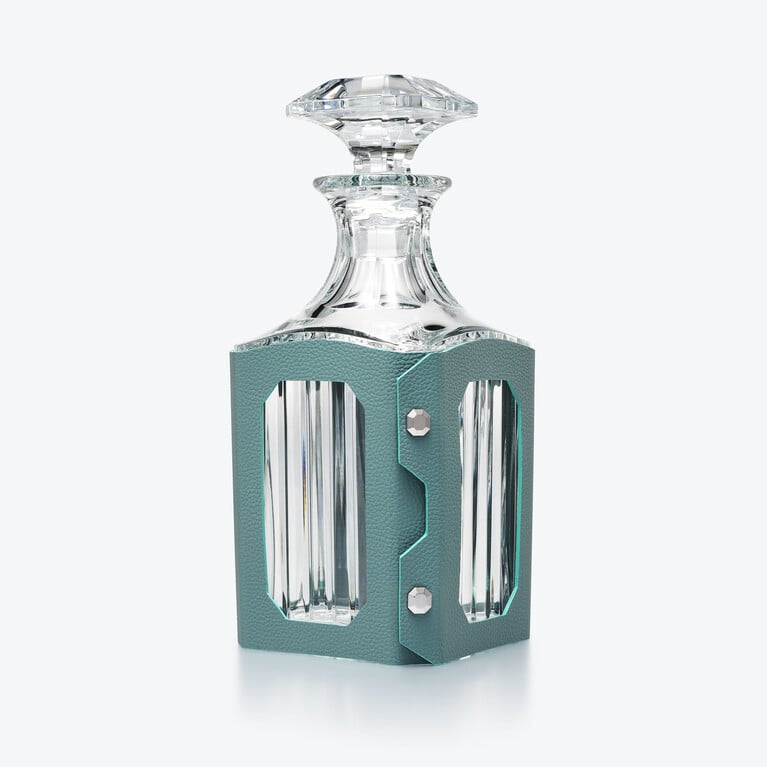 Octogone Decanter Case Baccarat in Blue Leather
