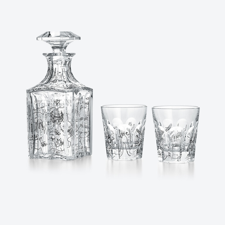 Juego de decantador y vasos de whisky Harcourt de Harry Nuriev Baccarat en Cristal Clear