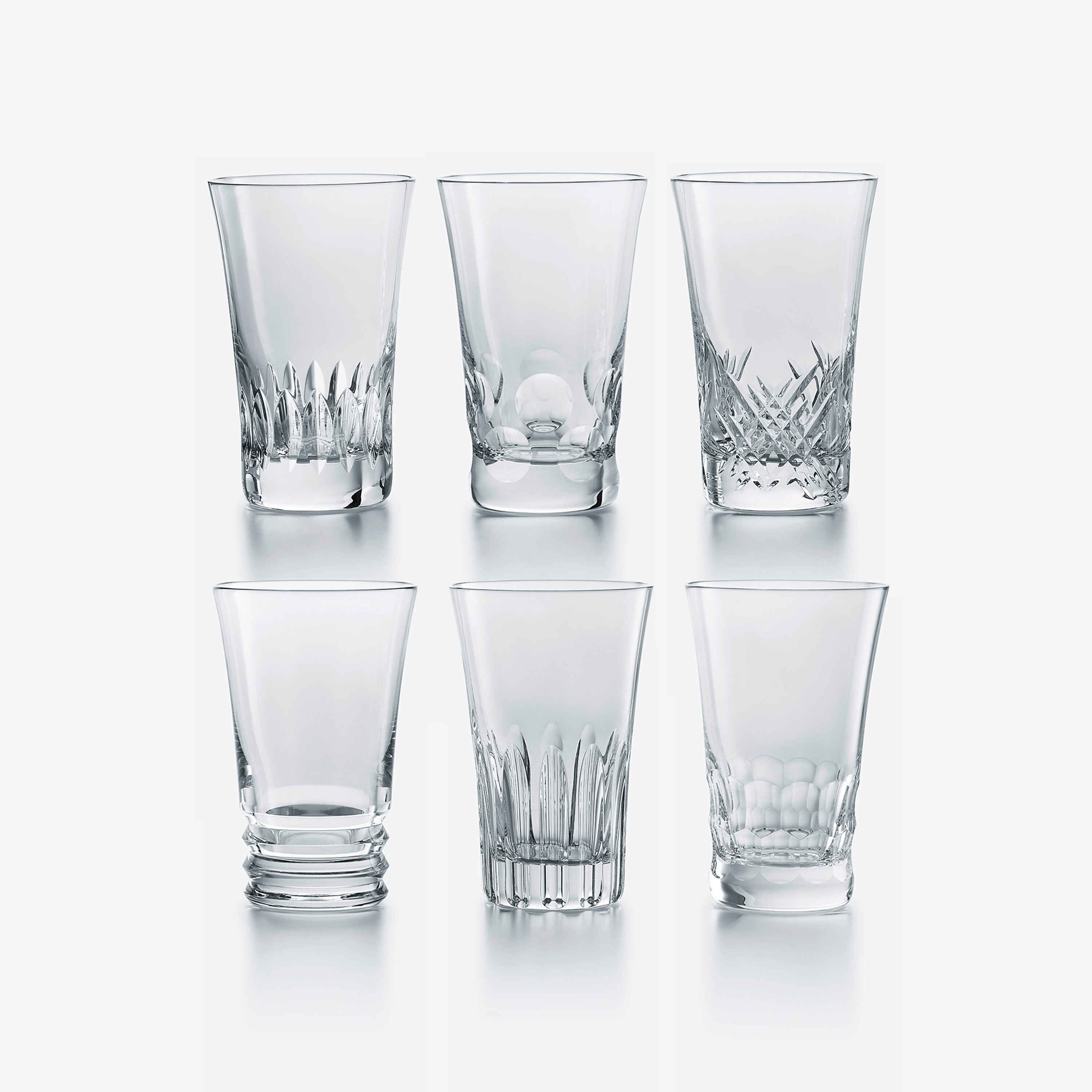 Set of Crystal Glass Ribbon Motif Drinking Glasses - Set of 30