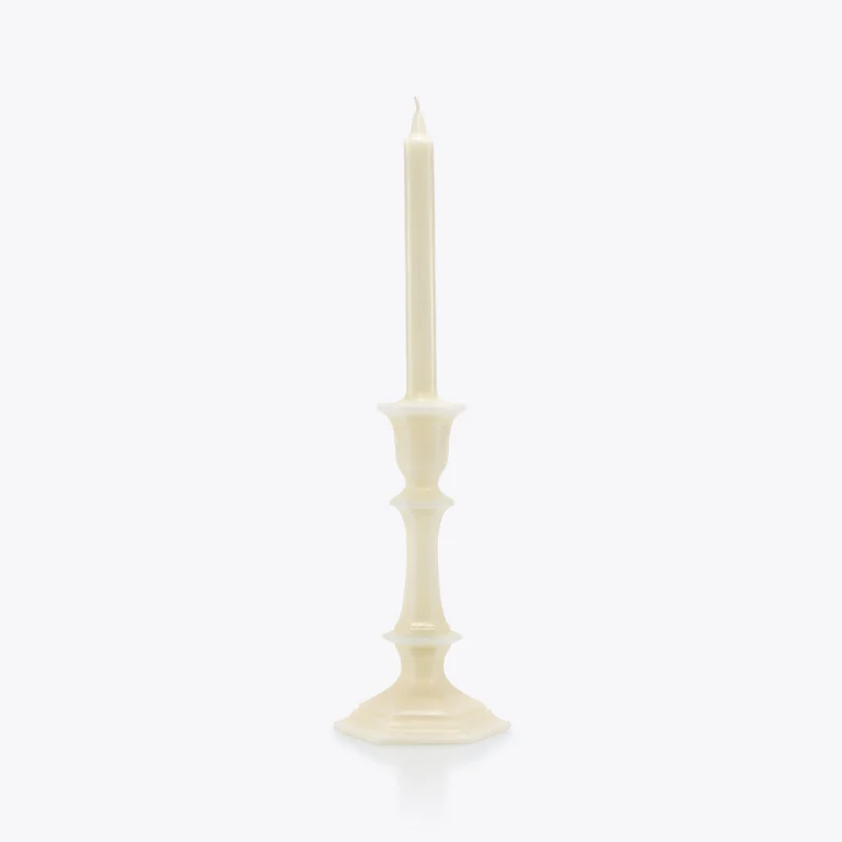 Harcourt Candlestick Candle Baccarat in Wax White View 1