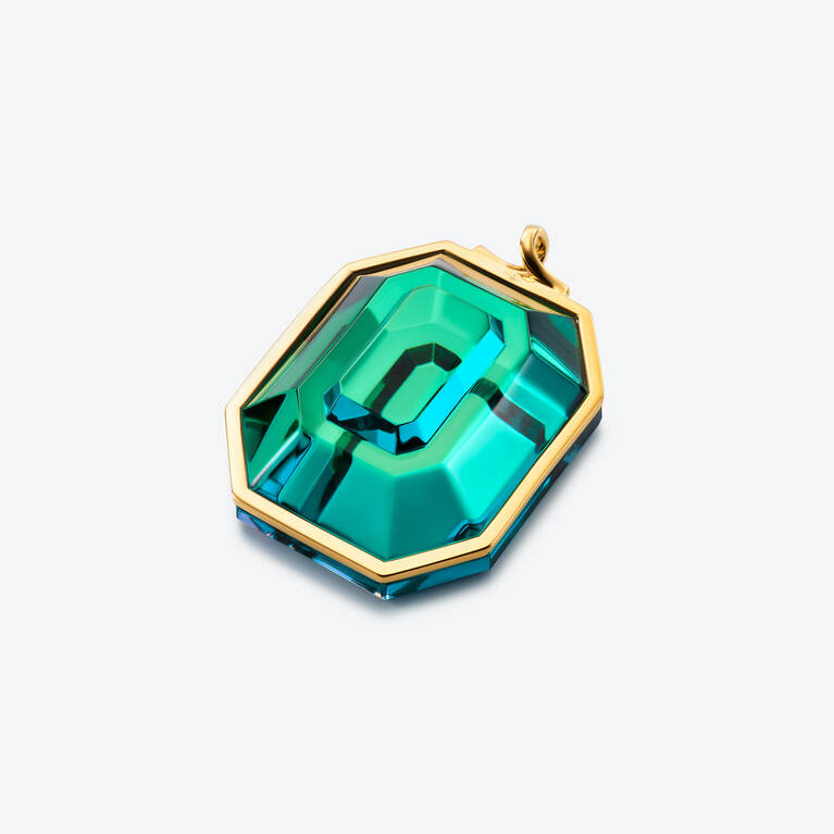 Harcourt Gold Plated Pendant, Green blue scarabee