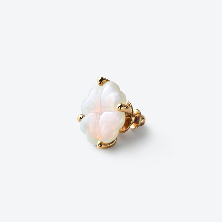 Trèfle Gold Plated Brooch White Baccarat