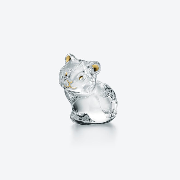 Minimals Tiger Figurine Baccarat in Clear Crystal View 1