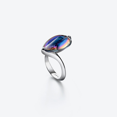 Select Fleurs de Psyd&eacute;lic Silberner Ring Baccarat in Blauem Silber