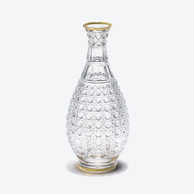 Sake Decanter Gold Rimmed Kiriko Baccarat in Crystal Gold