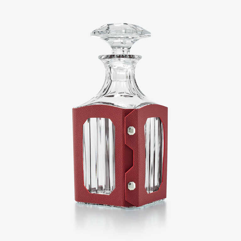 Octogone Decanter Case Baccarat in Red Leather View 2