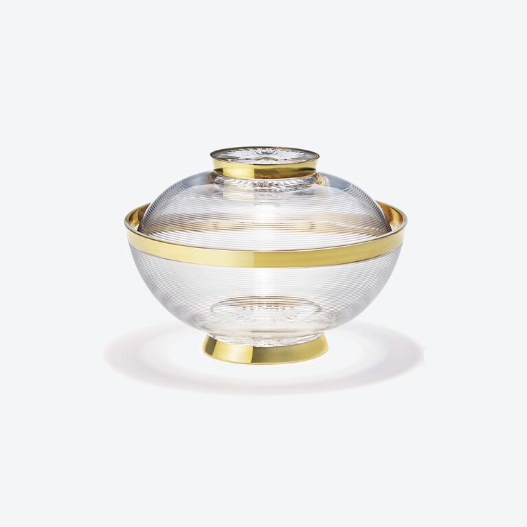 Sensuji Gold Rimmed Soup Bowl Baccarat in Crystal Gold