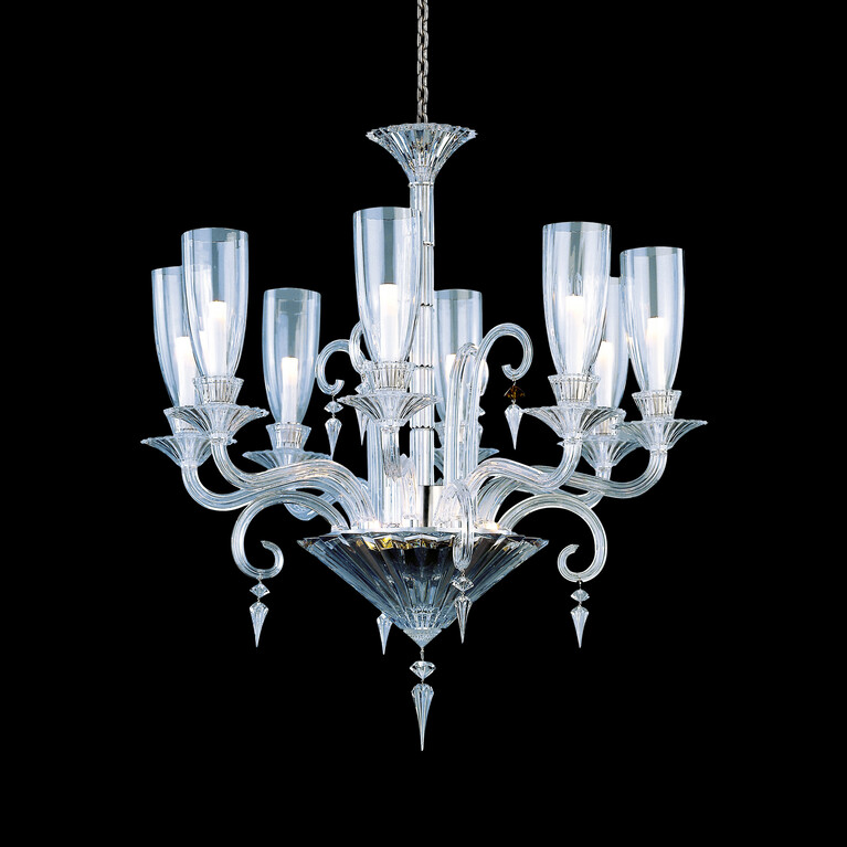 Mille Nuits Chandelier Hurricane Shades (8L) Baccarat in Crystal Clear