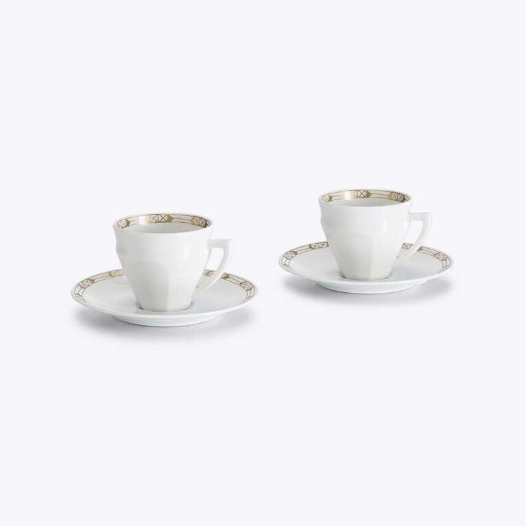 Talleyrand Coffee Cups & Saucers Baccarat in White Porcelain